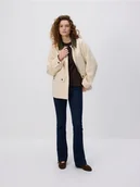 Kurtki damskie - Reserved - Jeansowa kurtka z kontrastowym kołnierzykiem - złamana biel - miniaturka - grafika 1