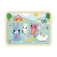 Zabawki interaktywne dla dzieci - Janod Puzzle drewniane 24 el. Farma 3+ - miniaturka - grafika 1