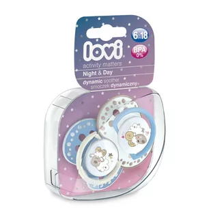 Canpol babies LOVI dynamiczny silikonowy smoczek uspokajający Night&Day Boy Lamb 6-18 m 22/811 x 2 szt - Kubki dla dzieci - miniaturka - grafika 1