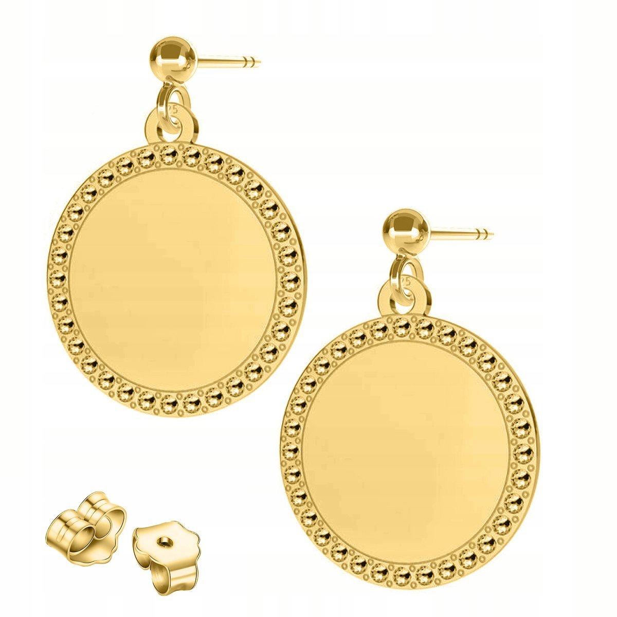 Złote Kolczyki Kółka Koła Okręgi Obręcze Okrągłe Blaszki SREBRO 925