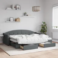 Sofy i kanapy - vidaXL Sofa rozsuwana z szufladami, ciemnoszara, 80x200 cm, tkanina - miniaturka - grafika 1