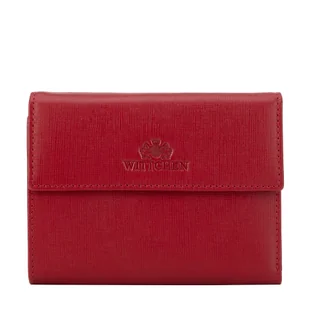 Damski portfel ze skóry saffiano czerwony - Portfele Damski portfel ze skóry saffiano czerwony - Portfele - miniaturka - grafika 1