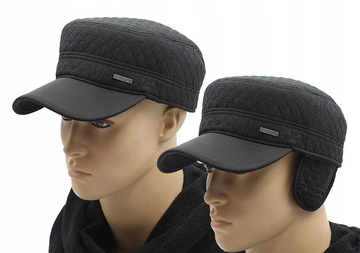 Czapka z daszkiem PATROLÓWKA z nausznikami CZARNA wodoodporna Pako Jeans