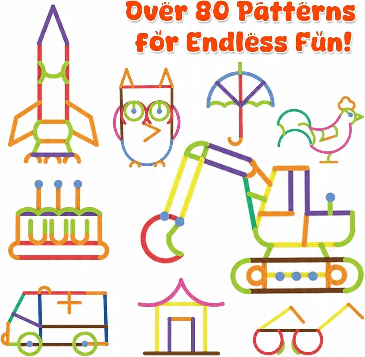 Klocki Konstrukcyjne Patyczki Elastyczne Dla Dzieci Diy 81 Elementów