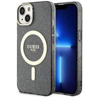 Etui i futerały do telefonów - Guess GUHMP14SHCMCGK iPhone 14 6.1" czarny/black hardcase Glitter Gold MagSafe - miniaturka - grafika 1