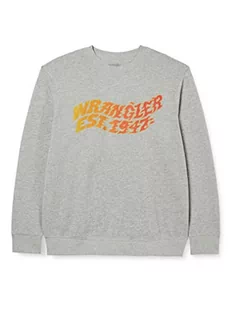 Wrangler Męska bluza Graphic Crew Sweatshirt, MID Grey Melee, L - Bluzy męskie - miniaturka - grafika 1