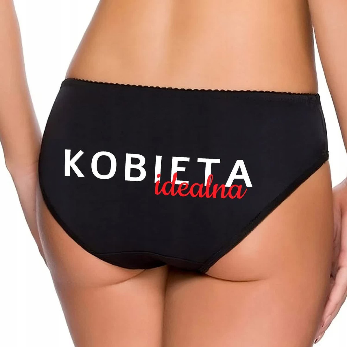 CZARNE MAJTKI Figi Dla Partnerki Na Walentynki KOBIETA IDEALNA Wzory Rozm L