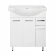 Szafki łazienkowe - Szafka z Umywalką Stojąca 75cm Połysk Nóżki Biała - miniaturka - grafika 1