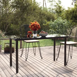 VidaXL Dining Table Black Powder-coated steel, tempered glass - Stoły - miniaturka - grafika 1