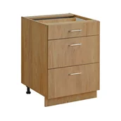 Szafki kuchenne - Szafka kuchenna stojąca, 3 szuflady, Laxy, 60x56x81 cm, dąb hikoria, mat - miniaturka - grafika 1