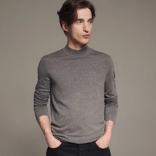 Swetry męskie - Reserved - Gładki sweter z półgolfem - Szary - grafika 1