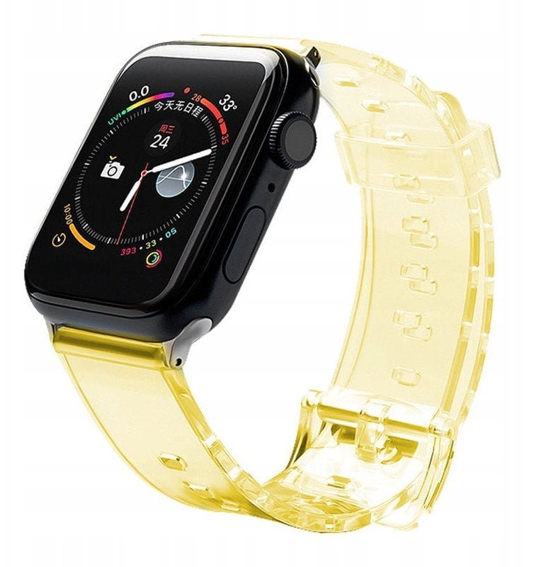 Pasek silikonowy bransoleta bransoletka Strap Light do zegarka Apple Watch 42 / 44 mm - żółty