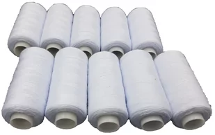 Zestaw 10 białych nici maszynowych - Akcesoria i części do maszyn do szycia - miniaturka - grafika 1