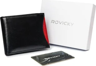 Rovicky Portfel męski z naturalnej skóry licowej, etui z okienkiem na zdjęcie Rovicky Nie dotyczy - Portfele - miniaturka - grafika 1