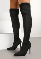 Kozaki damskie - Czarne Kozaki na Szpilce z Dopasowaną Cholewką Sariti - miniaturka - grafika 1