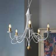 Lampy sufitowe - ONLI Żyrandol Milvia, 5-punktowy, biały/drewniany, metalowy - miniaturka - grafika 1