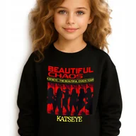 Bluzy dla dziewczynek - Bluza Dziecięca Czarna KATSEYE CHAOS TOUR Muzyka K-pop Prezent - 140 cm Wz - miniaturka - grafika 1
