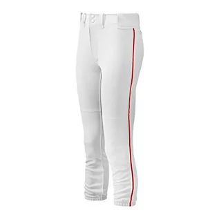 Spodnie damskie - Mizuno Damskie spodnie z prążkowanymi paskami (białe/czerwone, XXL) - grafika 1