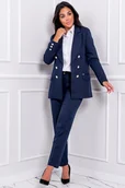 Marynarki i żakiety damskie - Dwurzędowy garnitur damski Granatowy 36 - miniaturka - grafika 1