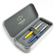 Zestawy piśmiennicze - Zestaw prezentowy długopis Parker Jotter Originals Żółty i Niebieski z metalowym etui - miniaturka - grafika 1