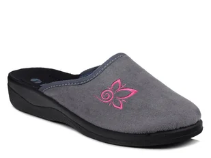 Kapcie damskie pantofle domowe zakryte Inblu CU-2D szare z haftem-40 - Kapcie damskie - miniaturka - grafika 1