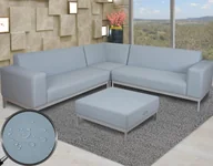 Narożniki - Narożnik HWC-C47, sofa wypoczynkowa, tkanina/tkanina wodoodporna 245cm ~ niebieski bez półki - miniaturka - grafika 1