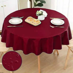 Obrus okrągły czerwony gładki - Obrusy i serwetki - miniaturka - grafika 1