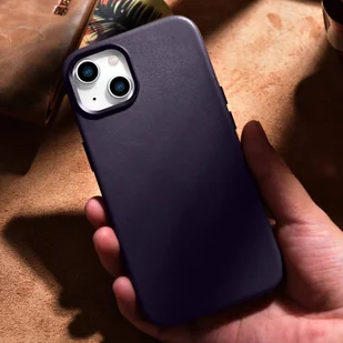 iCarer Case Leather pokrowiec etui z naturalnej skóry do iPhone 14 Plus ciemnofioletowy (kompatybilne z MagSafe) - Etui i futerały do telefonów - miniaturka - grafika 17