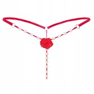 Majtki damskie - Stringi koronkowe czerwone paseczki perełki - S/M - miniaturka - grafika 1