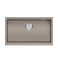 Zlewozmywaki - DASH 110 GraniteQ zlewozmywak soft taupe 76x44x23,5 cm 1-komorowy wpuszczany z syfonem manualnym stal szlachetna - miniaturka - grafika 1