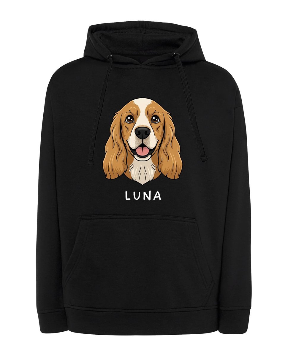 Bluza z kapturem Cocker Spaniel Personalizowana Pies Czarny M