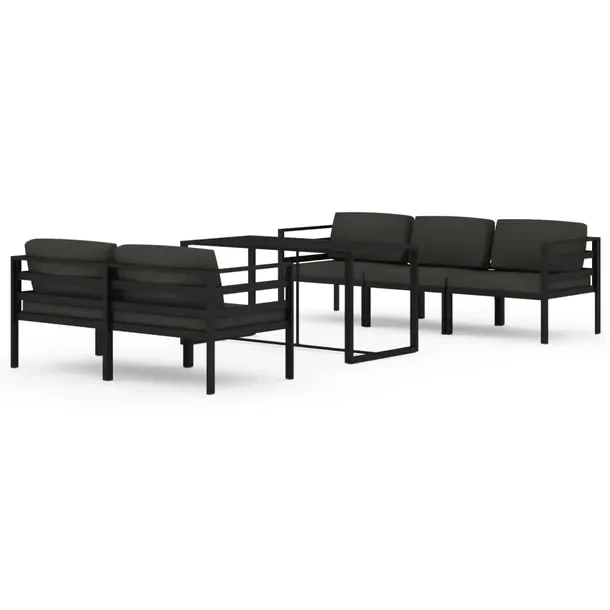 Aluminiowy zestaw wypoczynkowy do ogrodu antracytowy, modułowy, wymiary: s