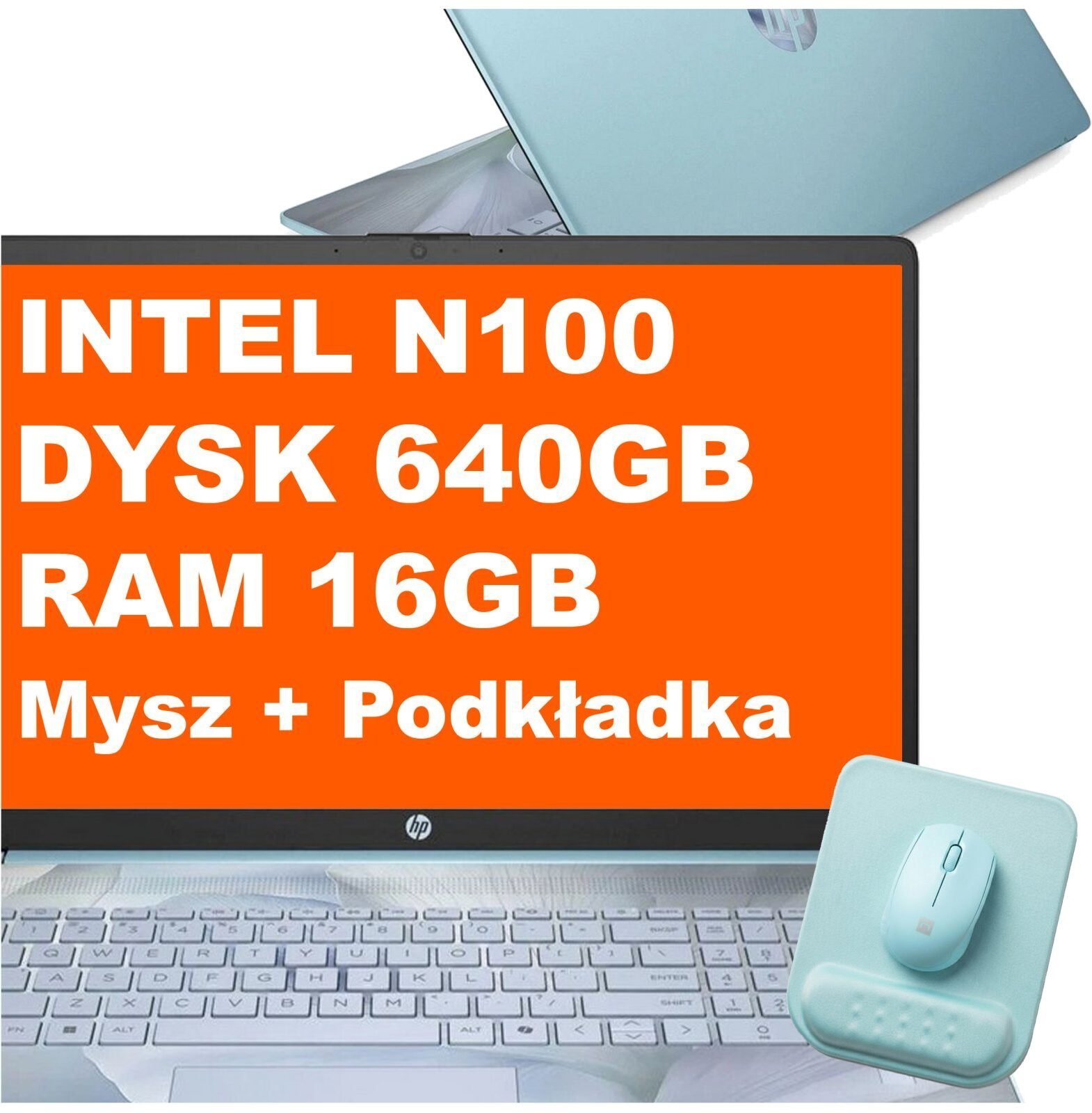 HP 17-cn3165ds / BS6W6UA / Intel N100 / 16GB / 640GB / Intel UHD / HD+ / Mysz / Podkładka / Win 11 / Niebieski BS6W6UA_16GB_640SSD