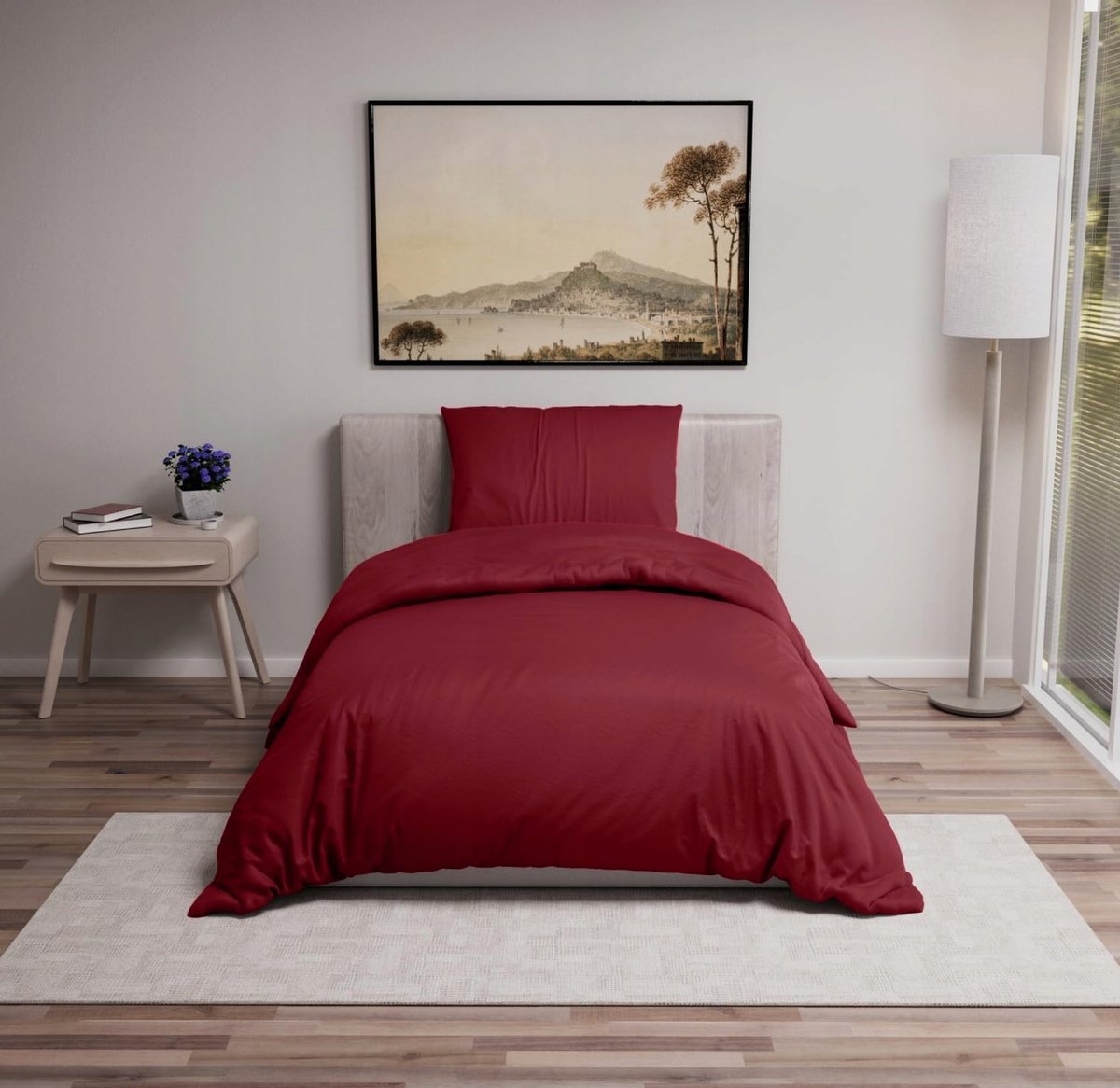 POŚCIELI ZESTAW 155X220CM 2X POSZEWKI 80X80CM MIKROFIBRA BURGUNDOWY GŁADKI