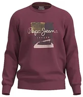 Bluzy męskie - Pepe Jeans Bluza męska Melbourne, czerwona (Crushed Berry), S, Czerwony (Crushed Berry), S - miniaturka - grafika 1