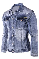 Kurtki męskie - Przejściowa kurtka jeansowa MJ529 jeans - Risardi - miniaturka - grafika 1