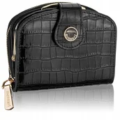 Portfele - Portfel Damski Skórzany Monnari Czarny Mat Croco Skóra Naturalna - miniaturka - grafika 1