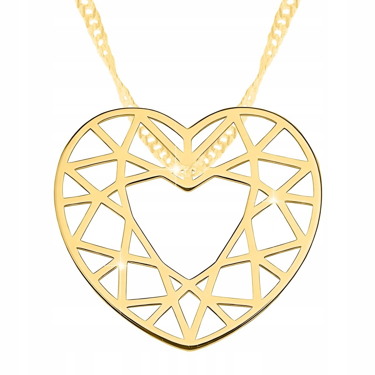 Złoty Naszyjnik Serce z Blaszką Serduszko Love Heart Kocham Cię SREBRO 925