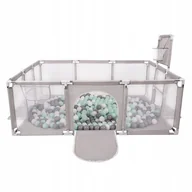 Łóżeczka i kojce - ﻿Kojec szary Dla Dzieci Boisko Kosz Bramki 100 kulek piłeczek - miniaturka - grafika 1