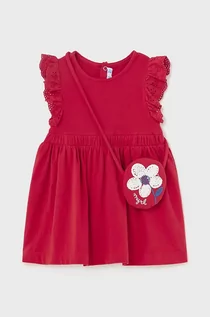 Sukienki i spódniczki dla dziewczynek - Mayoral sukienka niemowlęca kolor czerwony mini rozkloszowana - grafika 1