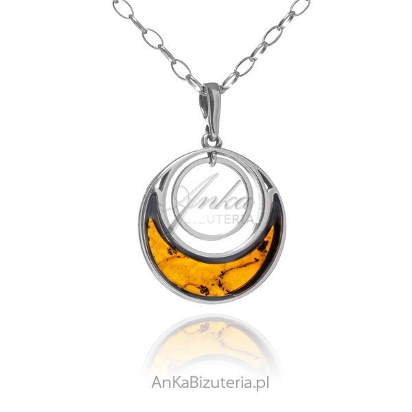 ankabizuteria.pl Piękna srebrna zawieszka z wiśniowym bursztynem