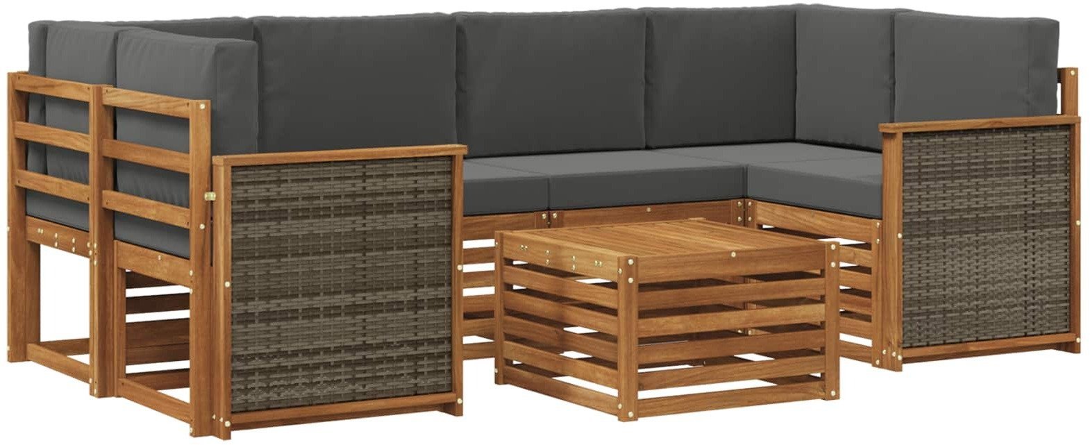 vidaXL Zestaw sof na zewnątrz z poduszką 7 pcs Naturalny i Antracytowy