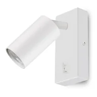 Lampy ścienne - Kinkiet / lampa ścienna maclean mce369 w, punktowa, okrągła, gu10, z włącznikiem 55x100mm, biała - miniaturka - grafika 1