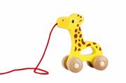Zabawki interaktywne dla dzieci - Żyrafa do ciagnięcia na sznurku Drewniana - miniaturka - grafika 1