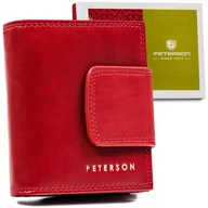 Portfele - Skórzany portfel damski z systemem RFID Protect Peterson, czerwony - miniaturka - grafika 1