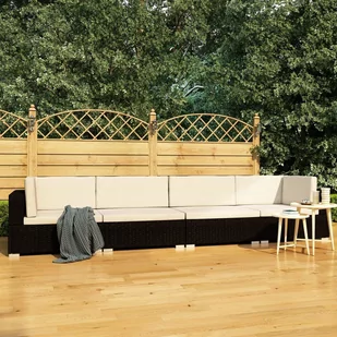 vidaXL 4 częściowa sofa ogrodowa poduszki rattan PE czarna 47268 47268 - Sofy ogrodowe - miniaturka - grafika 1