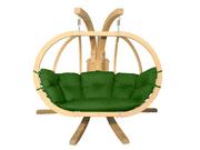 Fotele ogrodowe wiszące - Zestaw: Dwuosobowy Fotel Wiszący Z Drewnianym Stelażem, Zielony Swingpod Xl Fotel + Stojak - miniaturka - grafika 1