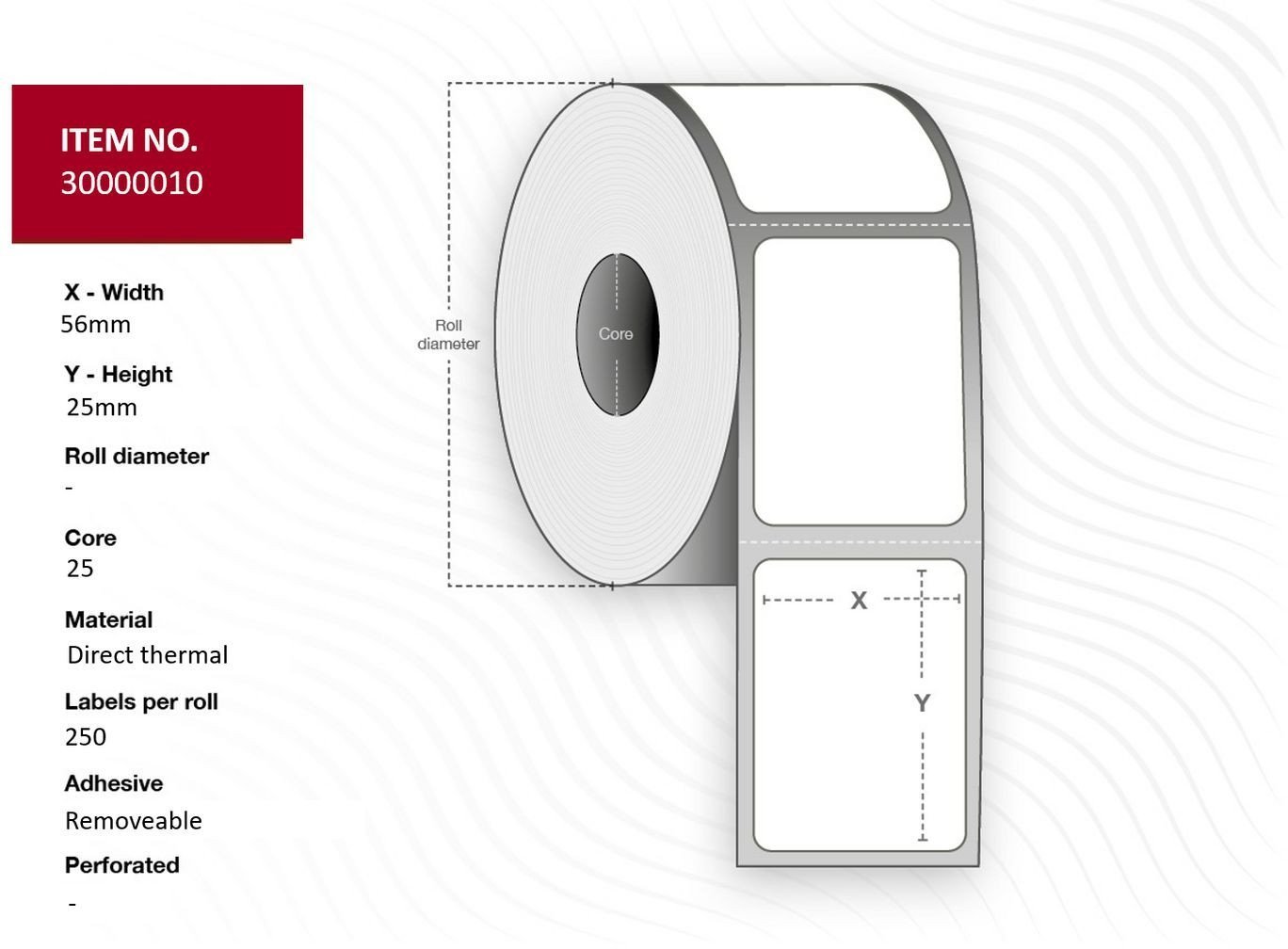 Label 56x25mm. - Core 25.