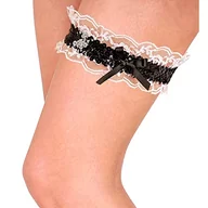 Akcesoria do bielizny - Widmann - AC1012 - Czarna i biała podwiązka z brokatem i koronką - miniaturka - grafika 1