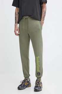 Spodnie męskie - Timberland spodnie dresowe kolor zielony z nadrukiem TB0A5YFB5901 - grafika 1
